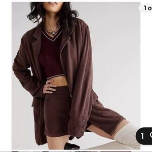 Free People If You Try Short and Blazer Set in Chocolate Lava